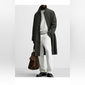 $600 Zara origin waxed cotton(puffer vest inside)Dark Green Trench Coat Sz L/XL